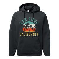 San Diego California Summer Vacation Retro Performance Fleece Hoodie