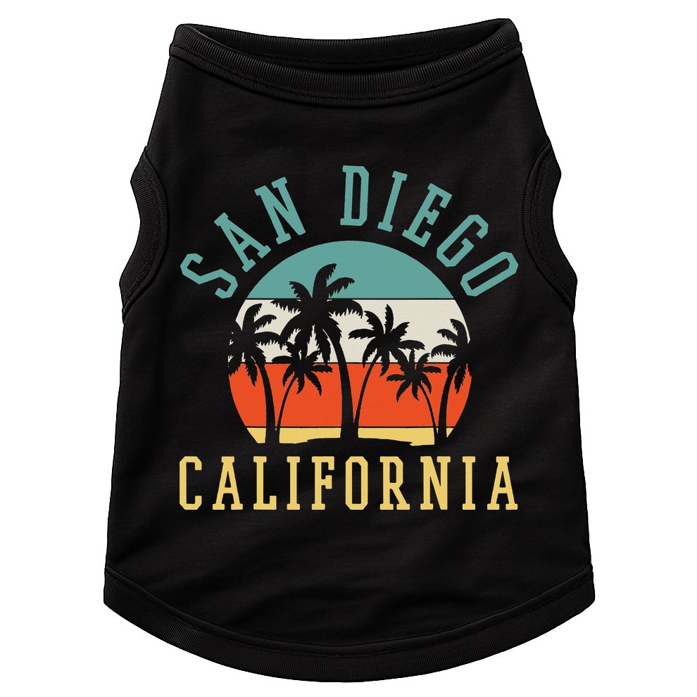 San Diego California Summer Vacation Retro Doggie Tank