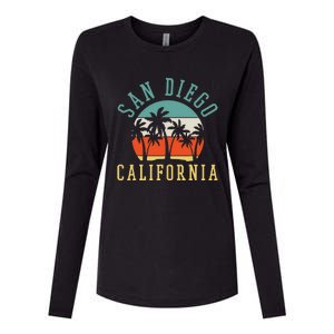 San Diego California Summer Vacation Retro Womens Cotton Relaxed Long Sleeve T-Shirt