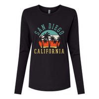 San Diego California Summer Vacation Retro Womens Cotton Relaxed Long Sleeve T-Shirt