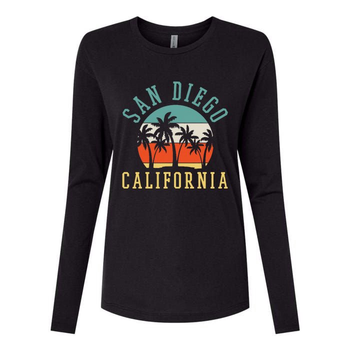 San Diego California Summer Vacation Retro Womens Cotton Relaxed Long Sleeve T-Shirt