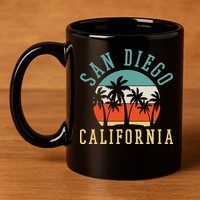 San Diego California Summer Vacation Retro 11oz C Handle Ceramic Mug