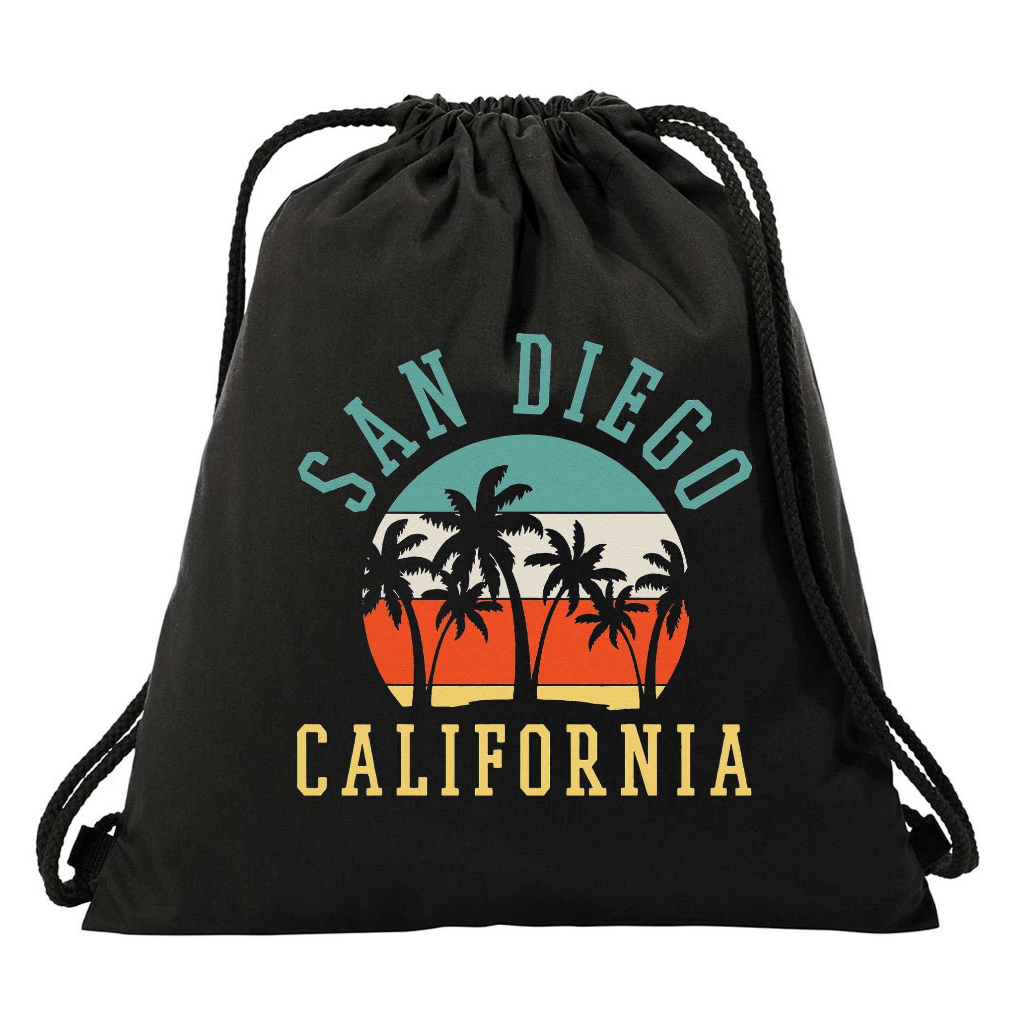 San Diego California Summer Vacation Retro Drawstring Bag