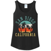 San Diego California Summer Vacation Retro Ladies Essential Tank