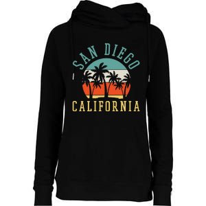 San Diego California Summer Vacation Retro Womens Funnel Neck Pullover Hood