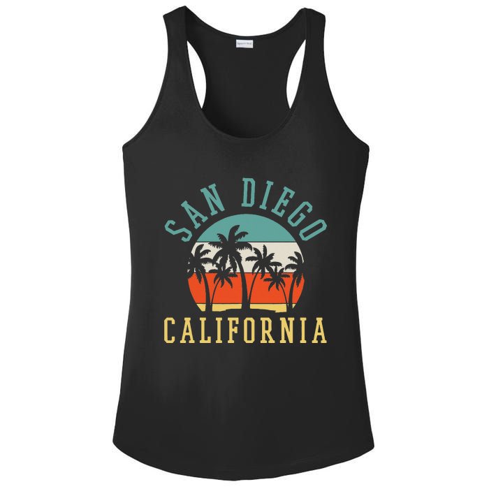 San Diego California Summer Vacation Retro Ladies PosiCharge Competitor Racerback Tank