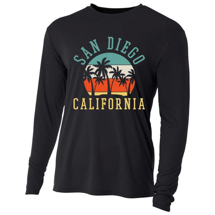 San Diego California Summer Vacation Retro Cooling Performance Long Sleeve Crew