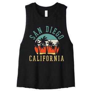 San Diego California Summer Vacation Retro Women's Racerback Cropped Tank