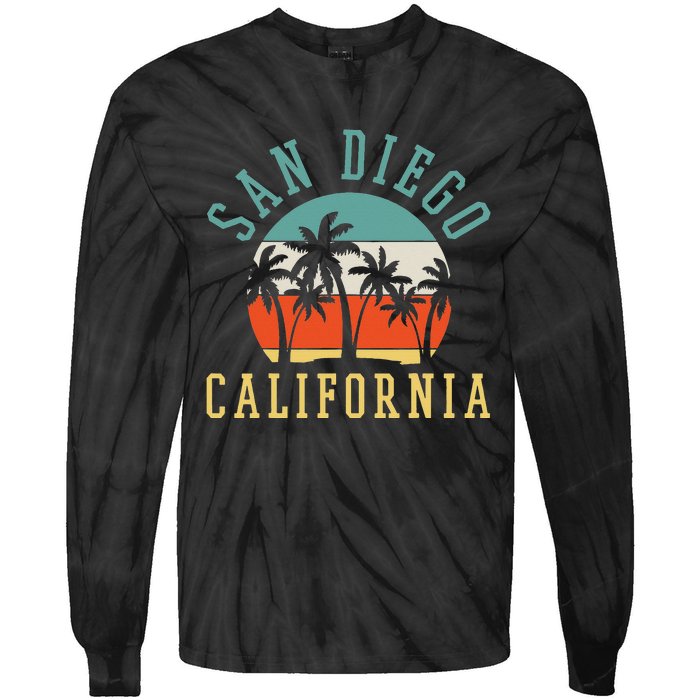 San Diego California Summer Vacation Retro Tie-Dye Long Sleeve Shirt