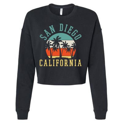 San Diego California Summer Vacation Retro Cropped Pullover Crew