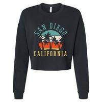 San Diego California Summer Vacation Retro Cropped Pullover Crew