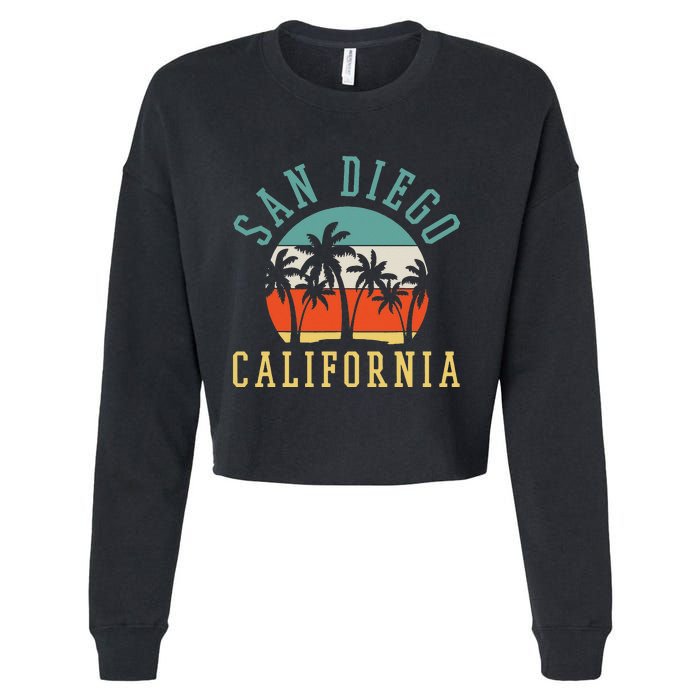 San Diego California Summer Vacation Retro Cropped Pullover Crew