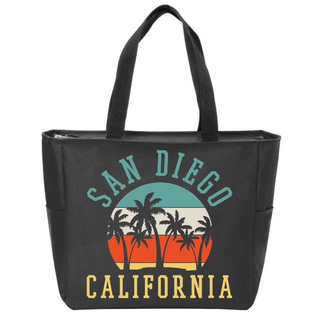 San Diego California Summer Vacation Retro Zip Tote Bag