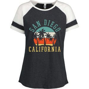 San Diego California Summer Vacation Retro Enza Ladies Jersey Colorblock Tee