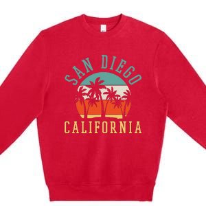 San Diego California Summer Vacation Retro Premium Crewneck Sweatshirt