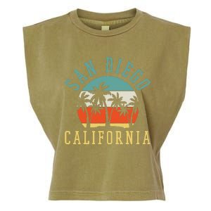 San Diego California Summer Vacation Retro Garment-Dyed Women's Muscle Tee