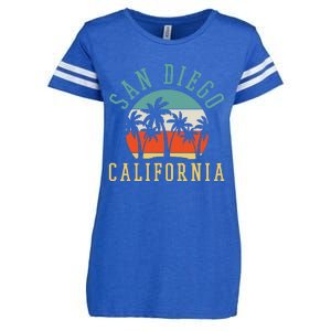 San Diego California Summer Vacation Retro Enza Ladies Jersey Football T-Shirt