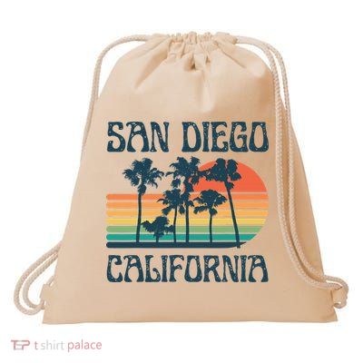 San Diego California Summer Vacation Vintage Drawstring Bag