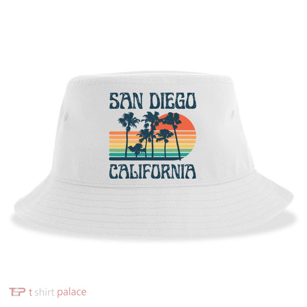 San Diego California Summer Vacation Vintage Sustainable Bucket Hat
