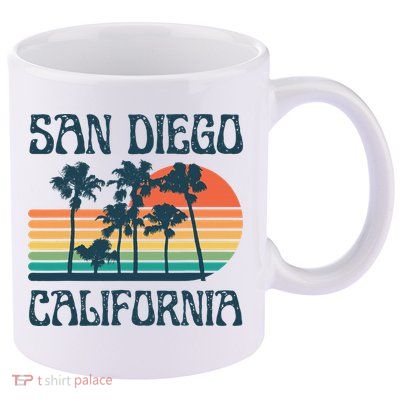 San Diego California Summer Vacation Vintage 11oz C Handle Ceramic Mug
