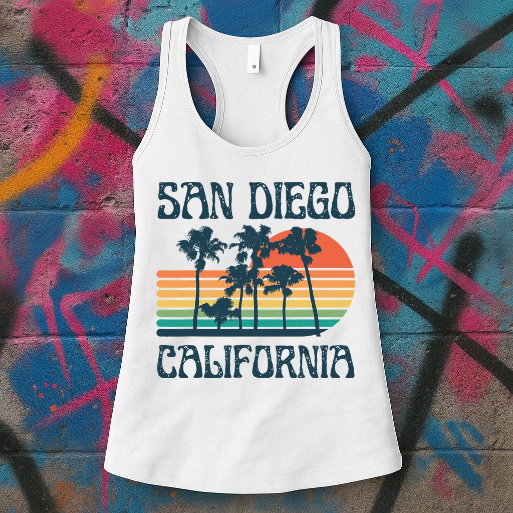 San Diego California Summer Vacation Vintage Womens Tank Top