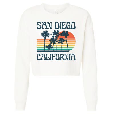 San Diego California Summer Vacation Vintage Cropped Pullover Crew