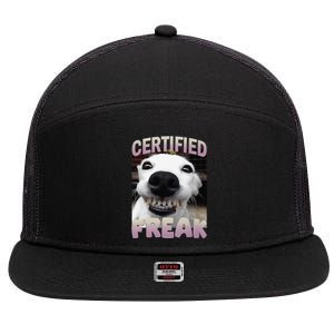 Silly Dog Certified Freak Dog I Got That Dog In Me Meme 7 Panel Mesh Trucker Snapback Hat