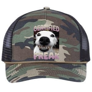 Silly Dog Certified Freak Dog I Got That Dog In Me Meme Retro Rope Trucker Hat Cap