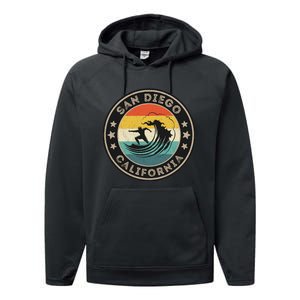 San Diego California Surfing San Diego Performance Fleece Hoodie