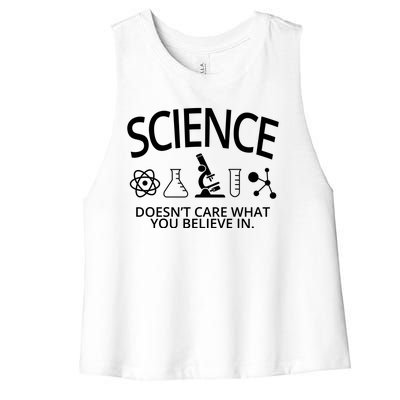 Science Doesn't Care What You Believe In Women's Racerback Cropped Tank