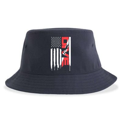Scuba Diving Diver Down Flag | Scuba Diver | Scuba Diving Sustainable Bucket Hat