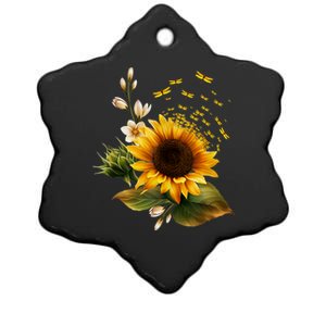 Sunflower Dandelion Dragonfly Funny Graphic Flower Novelty Ceramic Star Ornament