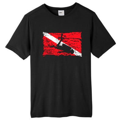 Scuba Diving Diver Down Flag Awesome Marine Diver Dive Gift Tall Fusion ChromaSoft Performance T-Shirt