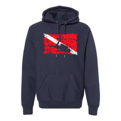 Scuba Diving Diver Down Flag Awesome Marine Diver Dive Gift Premium Hoodie