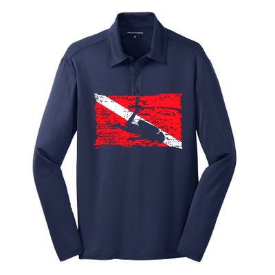 Scuba Diving Diver Down Flag Awesome Marine Diver Dive Gift Silk Touch Performance Long Sleeve Polo