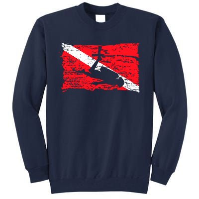 Scuba Diving Diver Down Flag Awesome Marine Diver Dive Gift Tall Sweatshirt