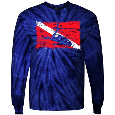 Scuba Diving Diver Down Flag Awesome Marine Diver Dive Gift Tie-Dye Long Sleeve Shirt