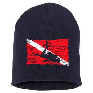 Scuba Diving Diver Down Flag Awesome Marine Diver Dive Gift Short Acrylic Beanie