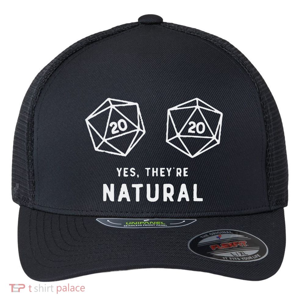 Slimecicle Dice D20 Yes They’Re Natural Flexfit Unipanel Trucker Cap