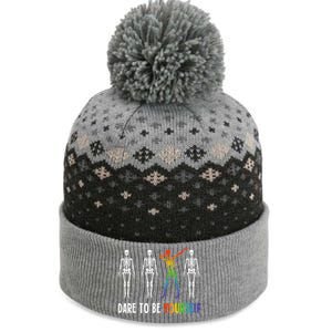 Skeleton Dabbing Dare To Be Yourself Funny Autism Meaningful Gift The Baniff Cuffed Pom Beanie