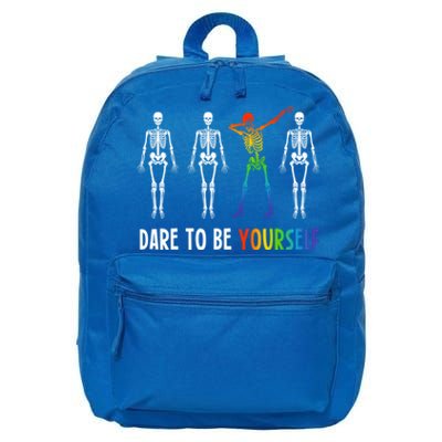 Skeleton Dabbing Dare To Be Yourself Funny Autism Meaningful Gift 16 in Basic Backpack