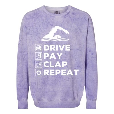 Swim Dad Drive Pay Clap Repeat Swimming Funny Gift Colorblast Crewneck Sweatshirt