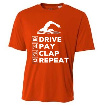 Swim Dad Drive Pay Clap Repeat Swimming Funny Gift Cooling Performance Crew T-Shirt