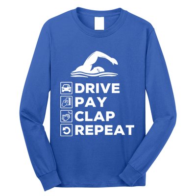 Swim Dad Drive Pay Clap Repeat Swimming Funny Gift Long Sleeve Shirt