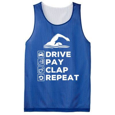 Swim Dad Drive Pay Clap Repeat Swimming Funny Gift Mesh Reversible Basketball Jersey Tank