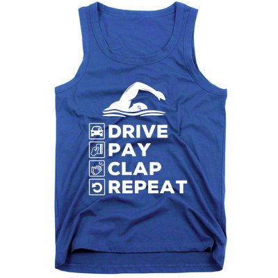 Swim Dad Drive Pay Clap Repeat Swimming Funny Gift Tank Top