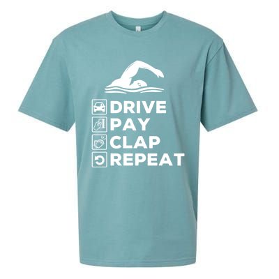 Swim Dad Drive Pay Clap Repeat Swimming Funny Gift Sueded Cloud Jersey T-Shirt