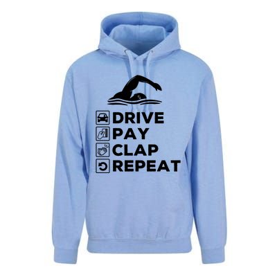 Swim Dad Drive Pay Clap Repeat Swimming Funny Gift Unisex Surf Hoodie