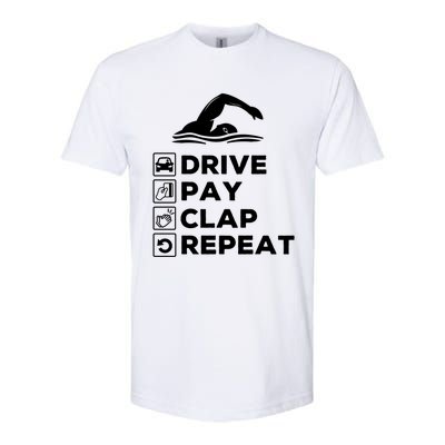 Swim Dad Drive Pay Clap Repeat Swimming Funny Gift Softstyle CVC T-Shirt