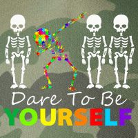 Skeleton Dabbing Dare To Be Yourself Funny Autism Legacy Tie Dye Trucker Hat